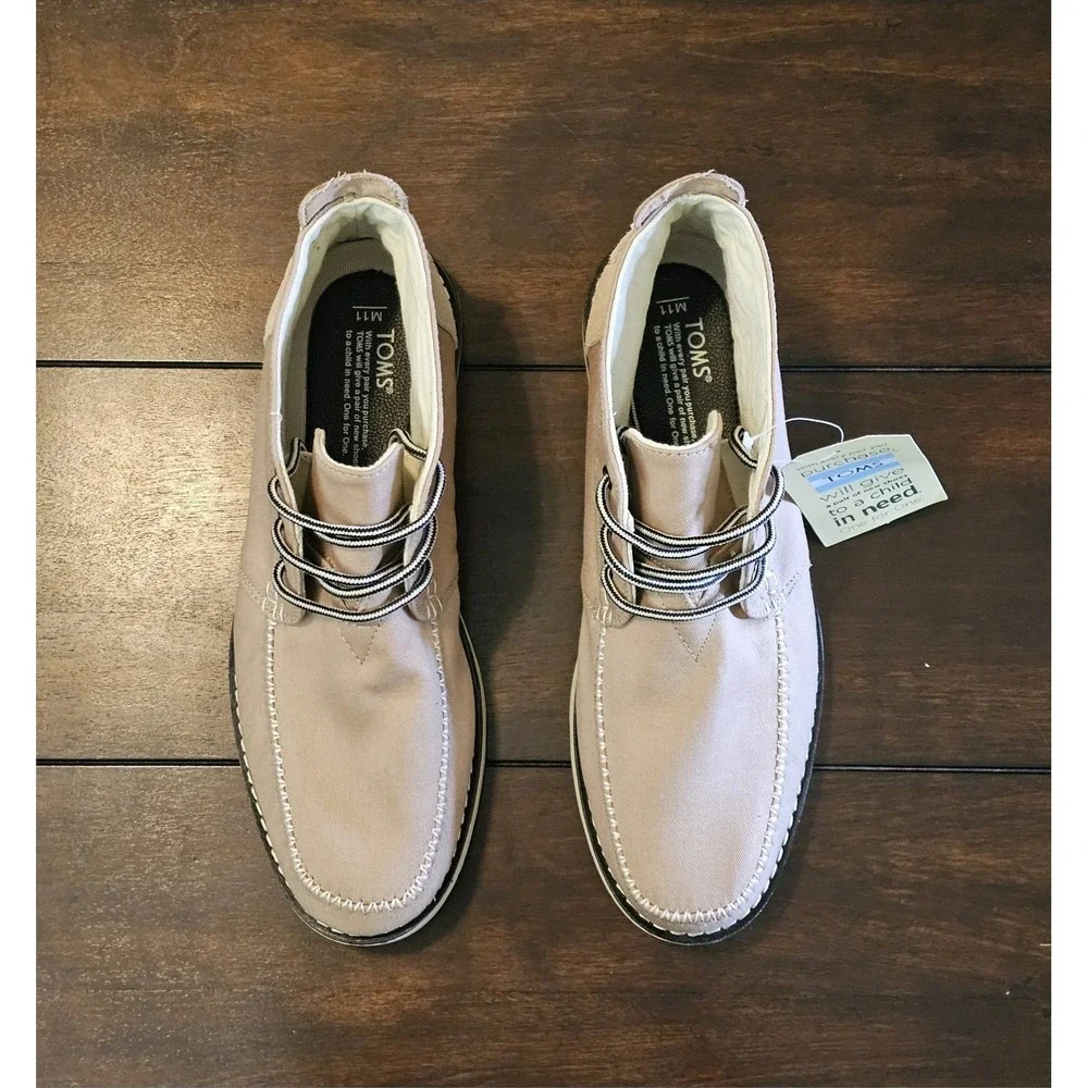 Toms Chukka Twill Lace Up Boots Men's Size 11 Tan Sesame Cotton Canvas